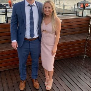 Pink cutout midi dress